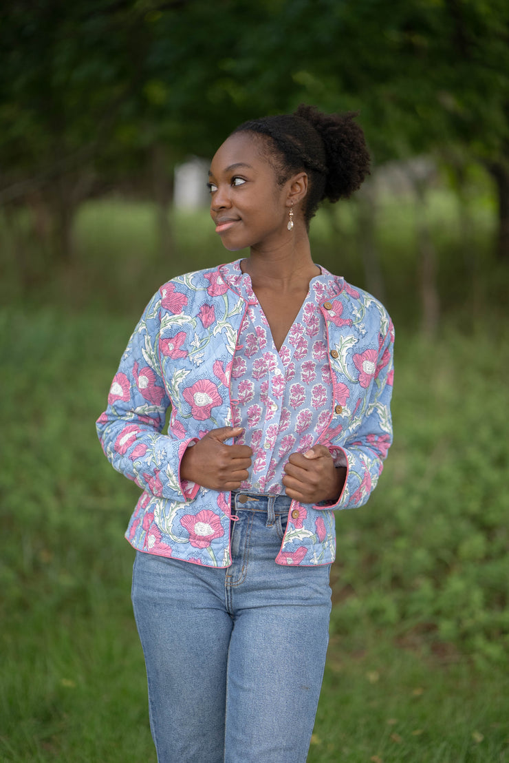 HANNAH REVERSIBLE QUILTED JACKET | WILD POPPY