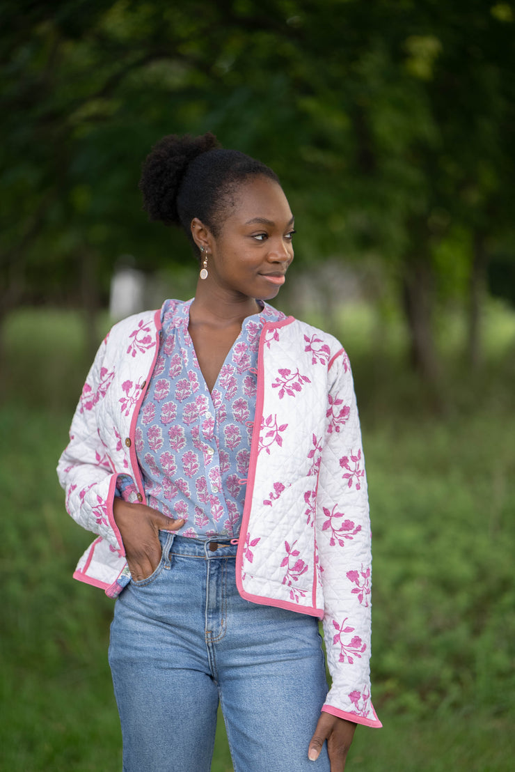HANNAH REVERSIBLE QUILTED JACKET | WILD POPPY