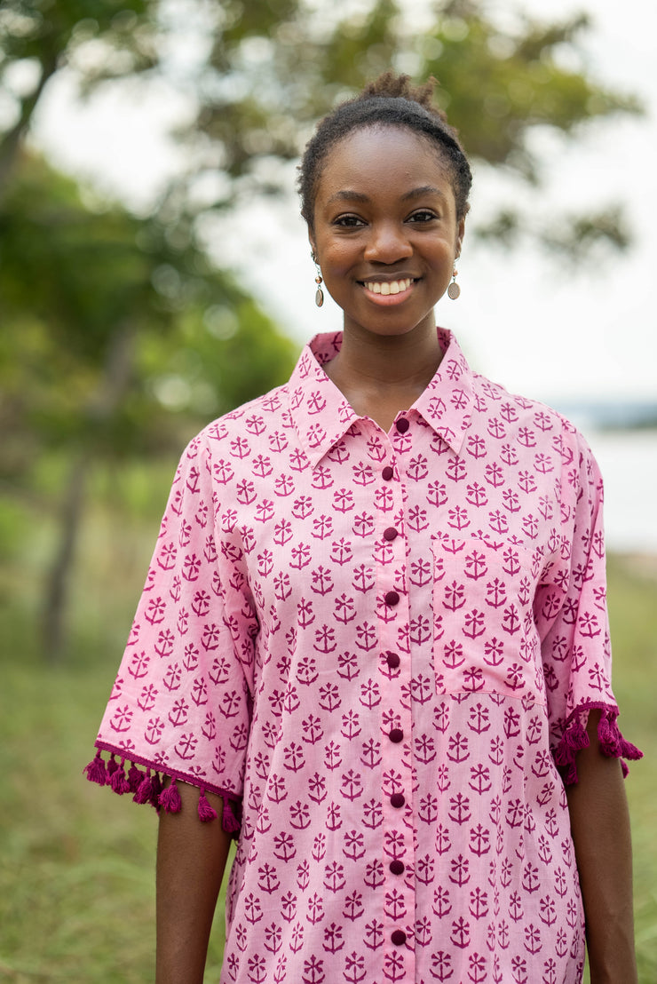 REESE SHIRT DRESS WITH TASSELS | PORTO