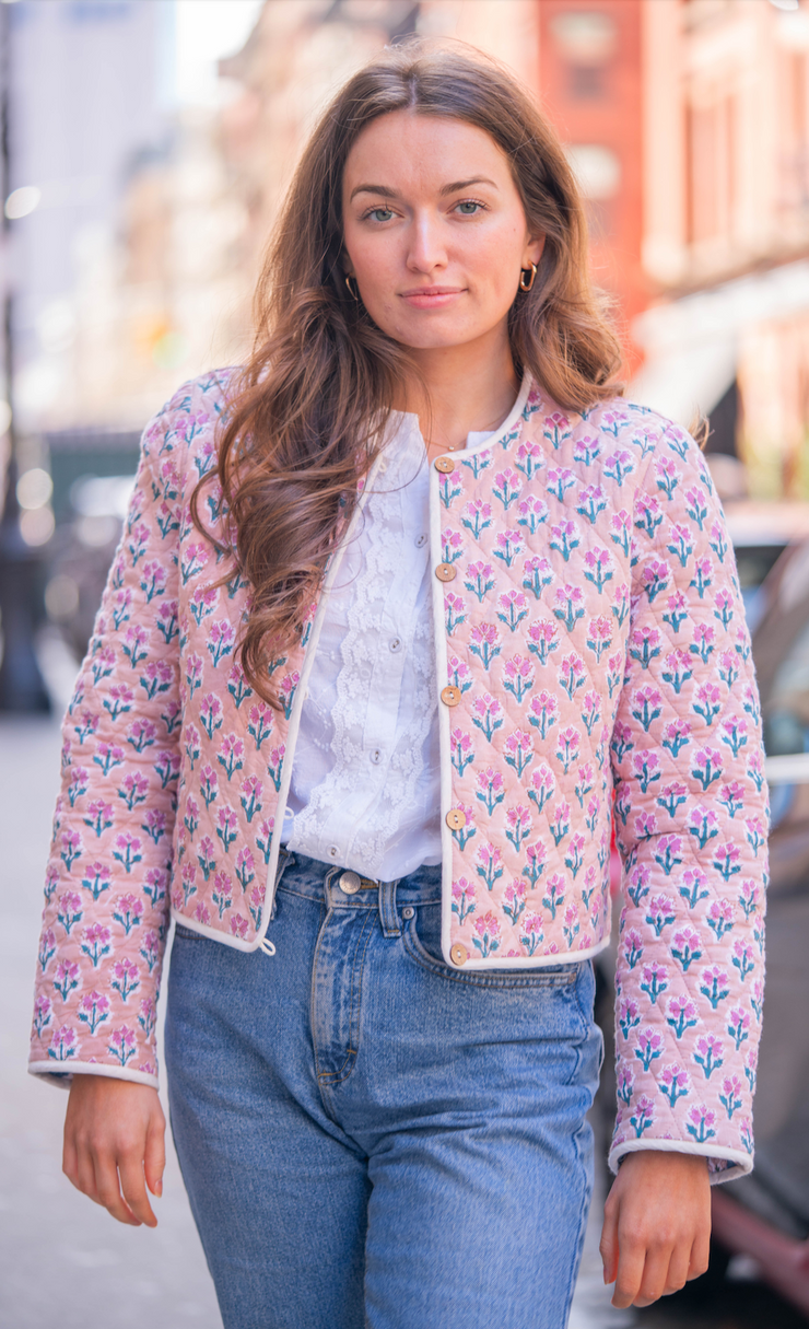 HARPER REVERSIBLE QUILTED JACKET | CHARMING BLUE & ROMANTIC PINK