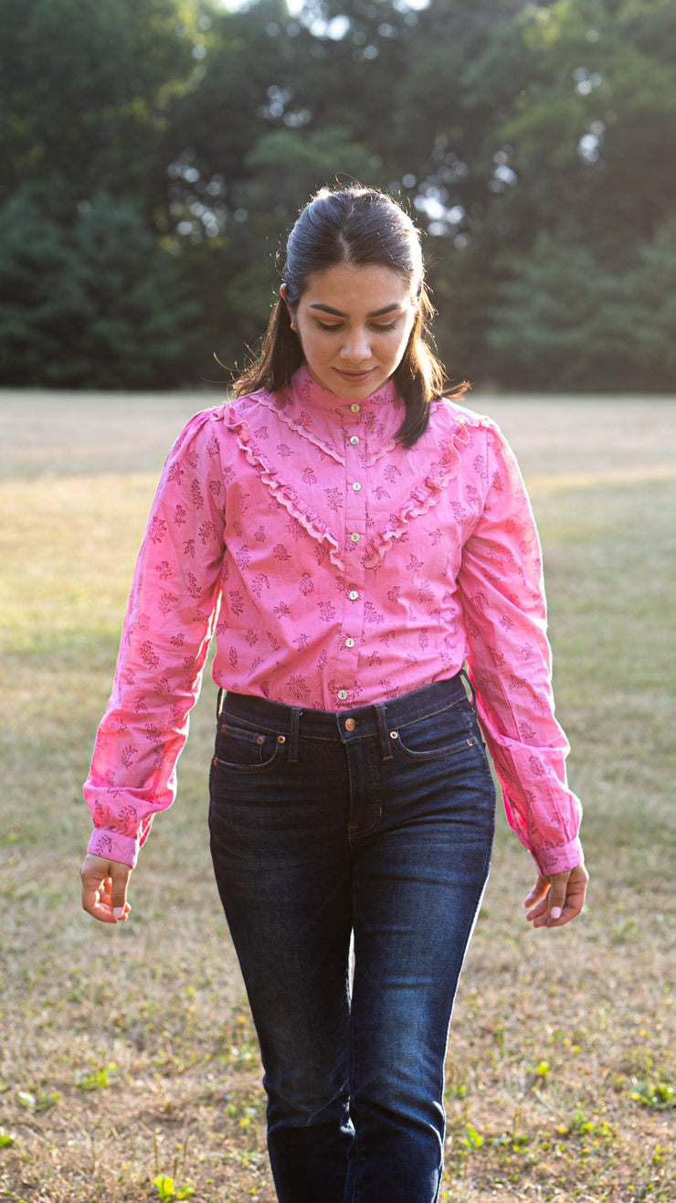 ADRIANA PINK LACE BLOUSE