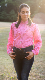 ADRIANA PINK LACE BLOUSE
