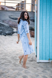 BRIANNA SHIRT DRESS | NAVY POPPY