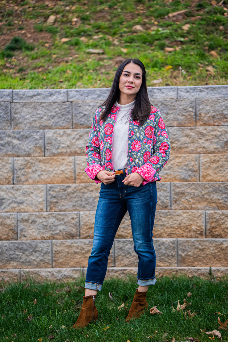REVERSIBLE PINK QUILTED JACKET
